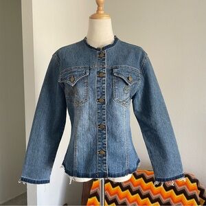 Vintage Y2K Mattina T. Casual Streetwear Raw Hem Denim Jacket